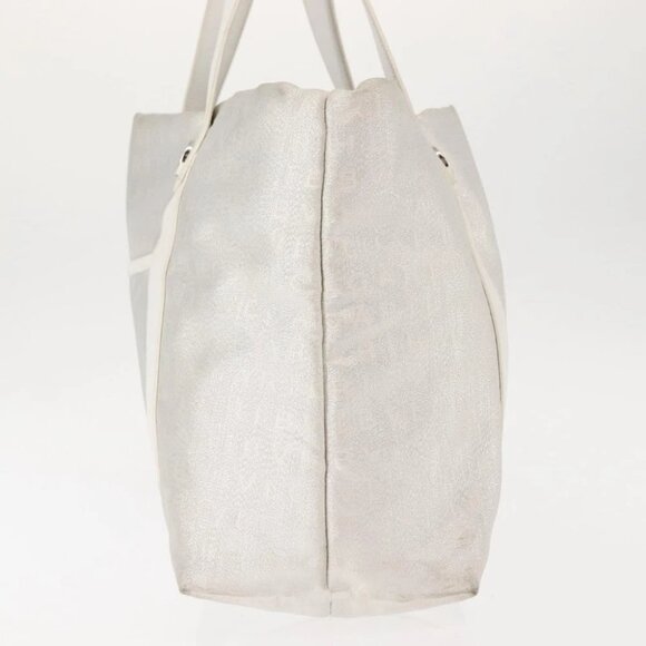 BVLGARI Logo mania Tote Bag Canvas Silver White Auth BA6909 - Picture 4 of 15
